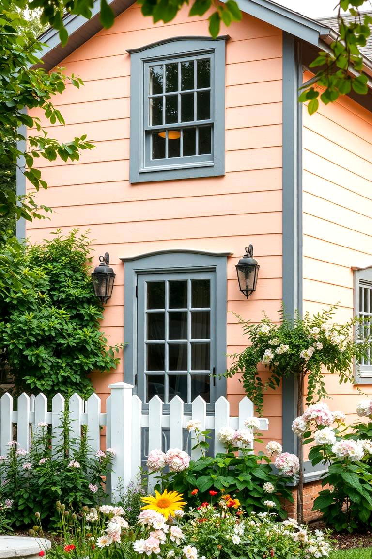 Light Peach with Gray Trim - 24 Exterior Door Trim Ideas
