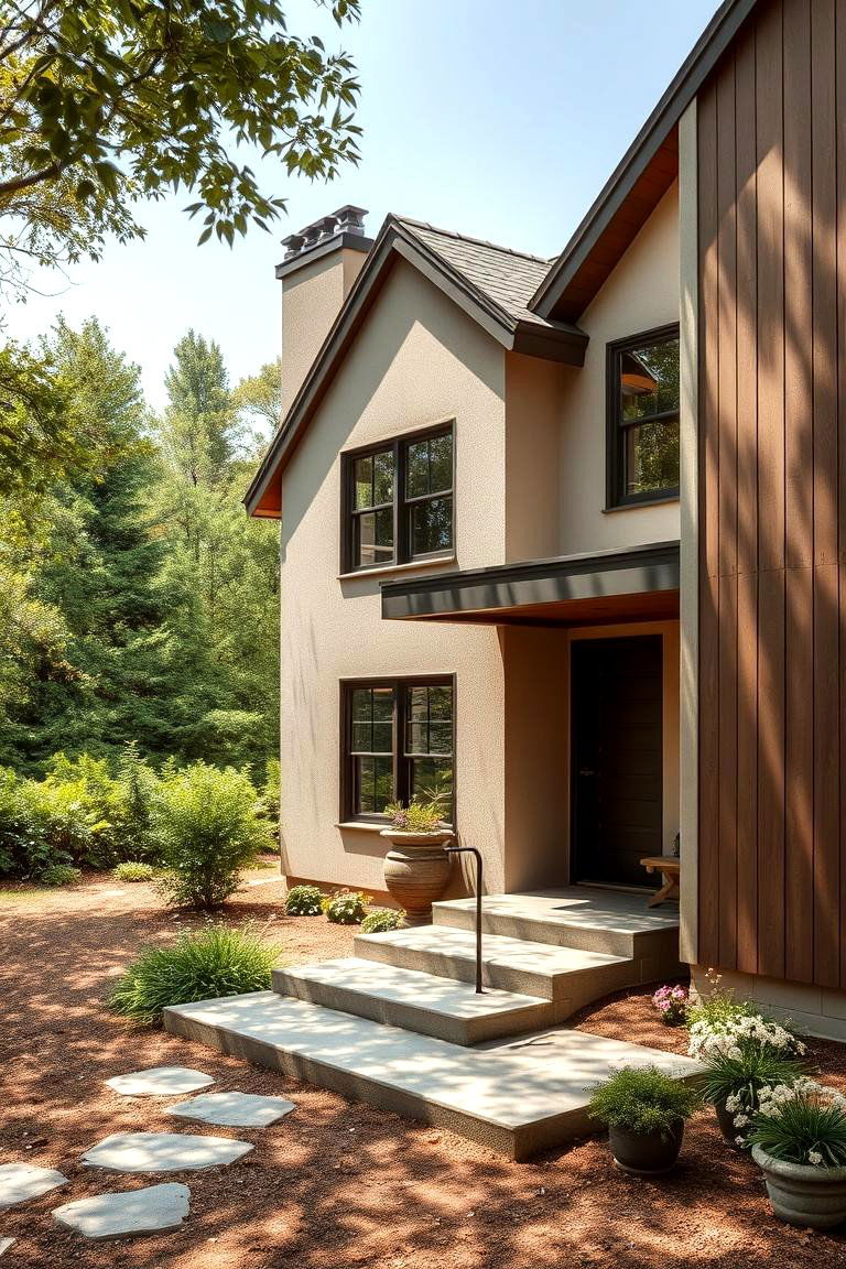 Light Taupe and Dark Brown - 24 Exterior Garage Door Trim Ideas