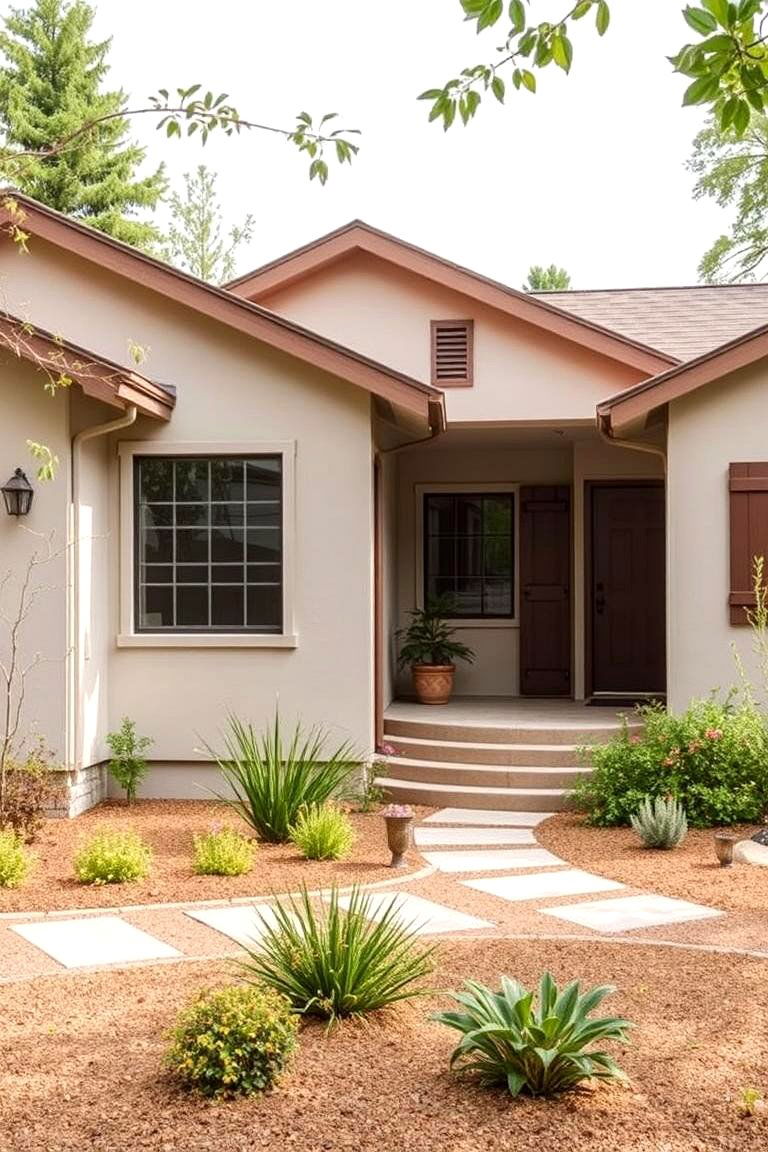 Light Taupe with Soft Brown Accents - 24 Exterior Door Trim Ideas