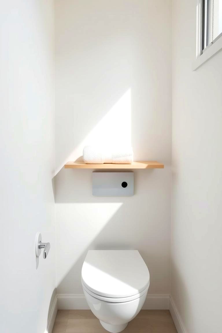 Light Wood Accents - 24 Minimalist Bathroom Ideas