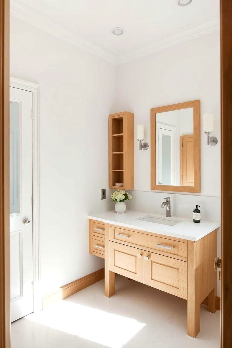 Light Wood Vanity for Brightness and Airiness - 24 Wood Bathroom Vanity Ideas