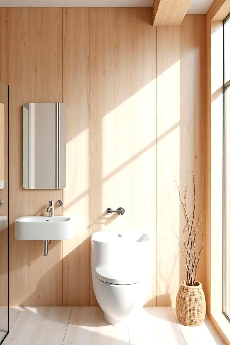 Light Wood for a Fresh and Modern Feel - 24 Bathroom Accent Wall Ideas