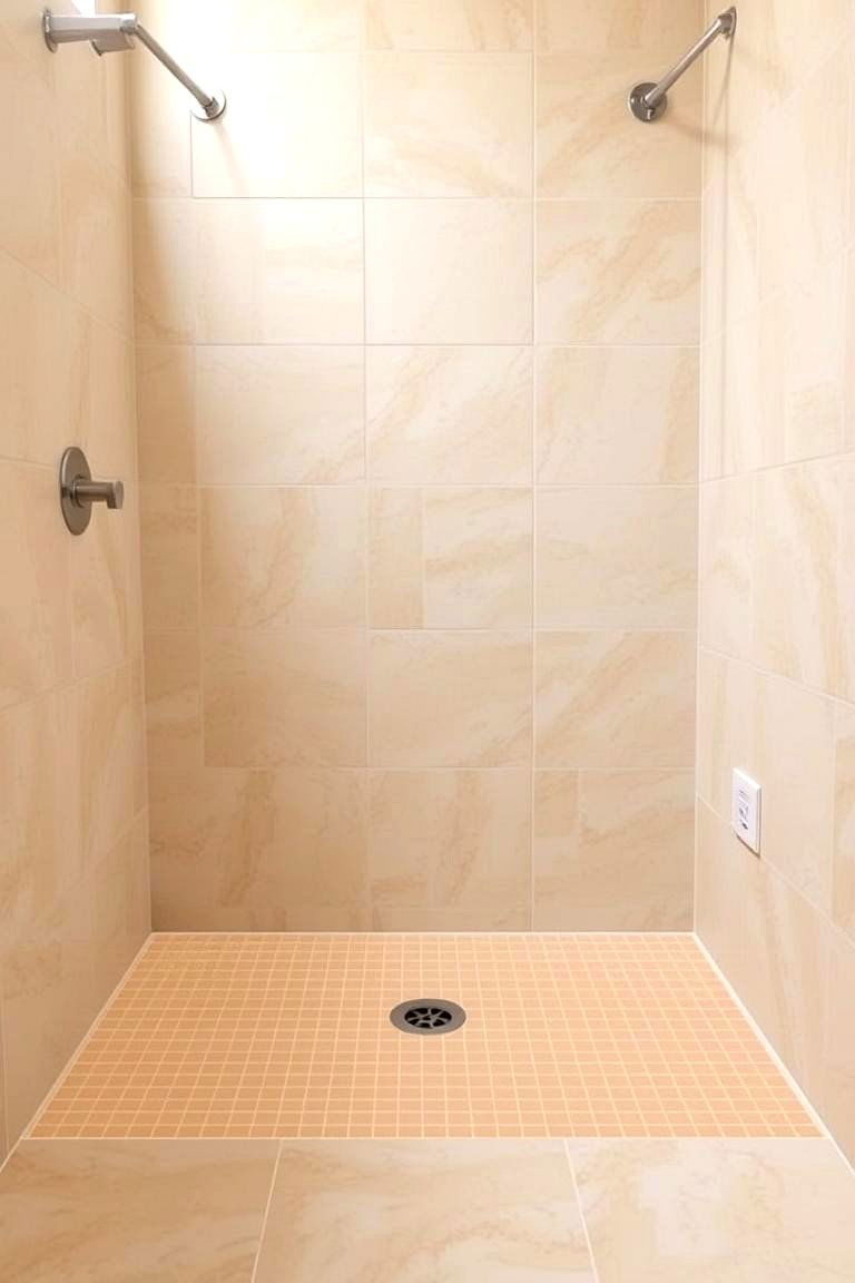 Light and Airy Beige Tiles - 24 Shower Floor Tile Ideas