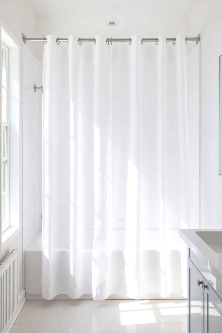 Light and Airy Sheer Shower Curtain - 24 Shower Curtain Ideas
