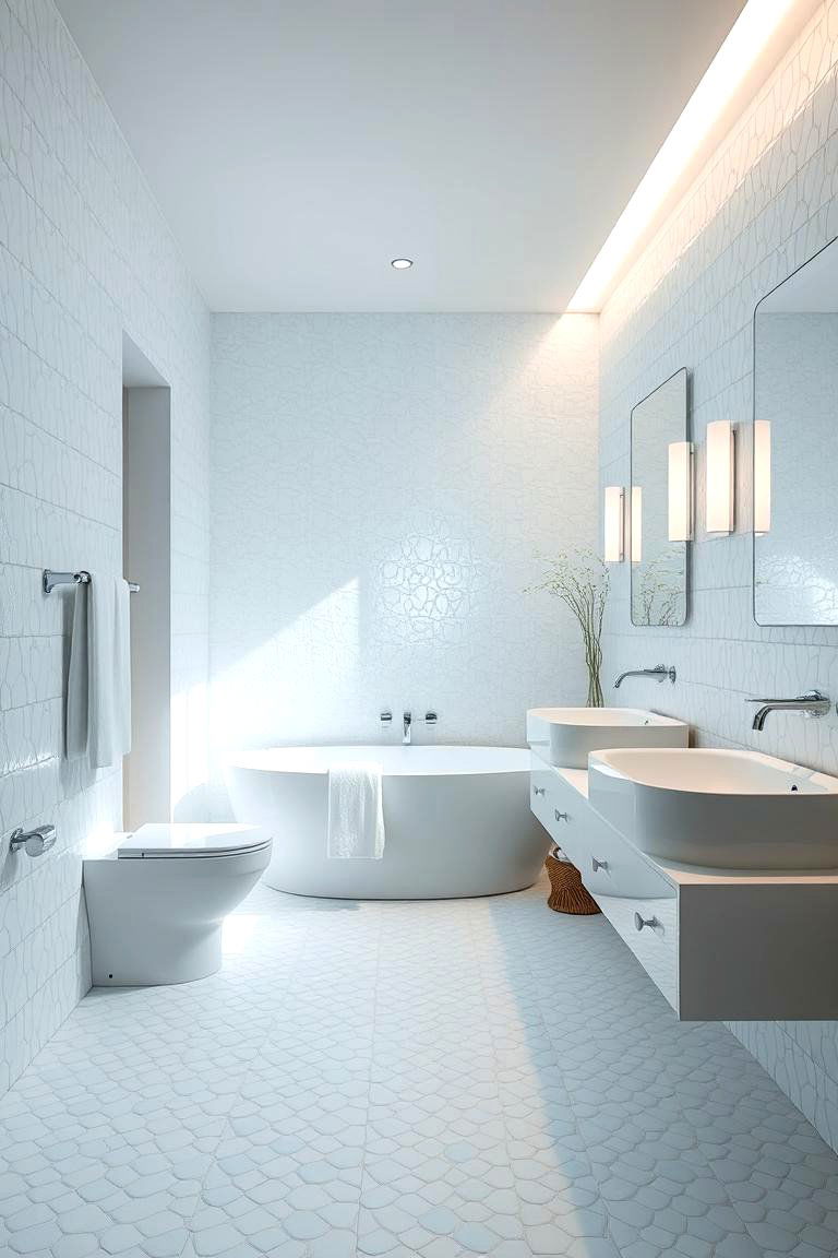 Light and Airy Space - 24 Pebble Tile Bathroom Ideas