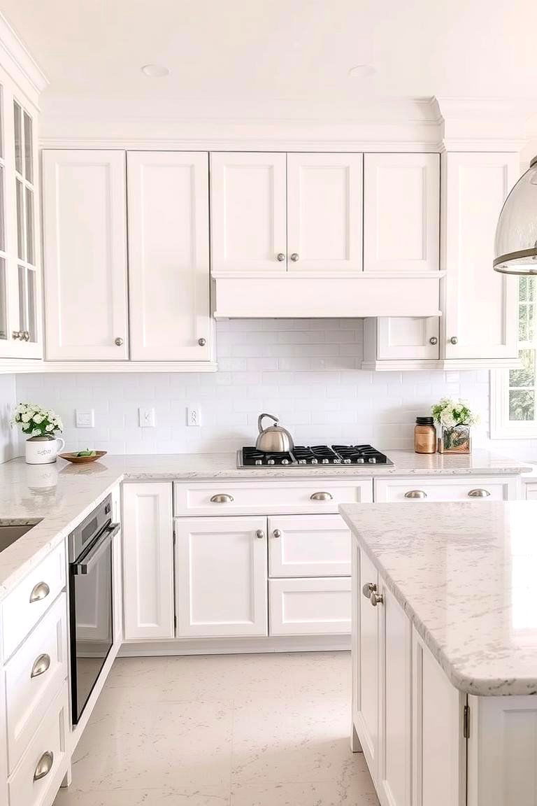 Light and Airy White Granite - 24 Granite Kitchen Countertop Ideas