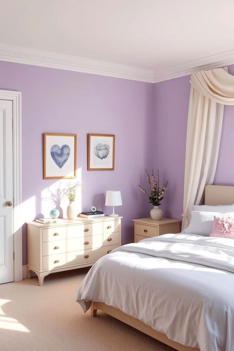 Light and Lovely Lilac and White - 24 Bedroom Painting Ideas With Two Colors