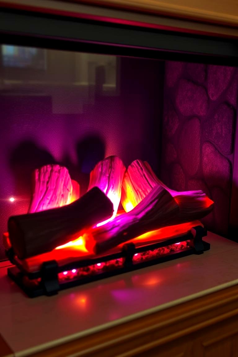 Lighted Logs for a Realistic Effect - 24 Fireplace Lighting Ideas