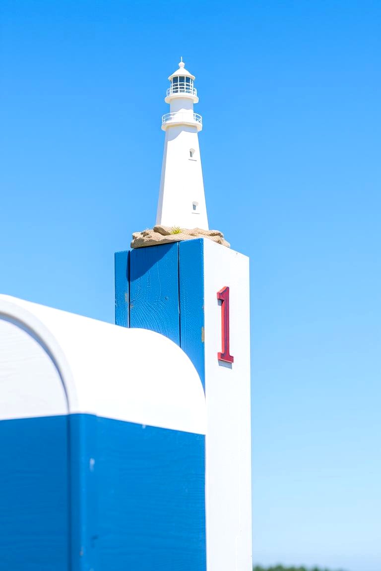 Lighthouse Inspired Mailbox Post - 24 Mailbox Post Ideas