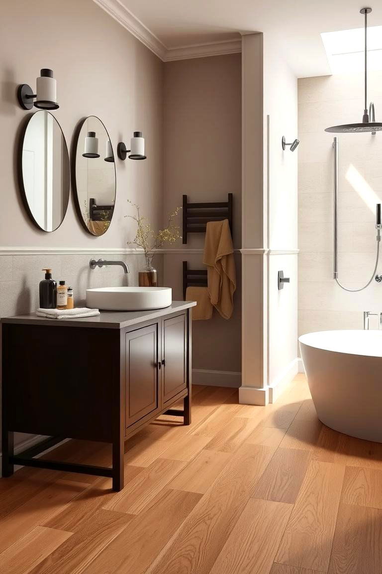 Lightly Stained Oak Floor Finish - 24 Ideas for Wood Floors in Bathrooms