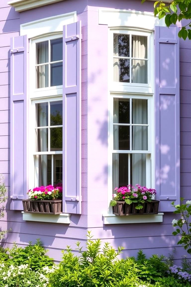 Lilac Accented Shutters - 24 Purple House Exterior Ideas