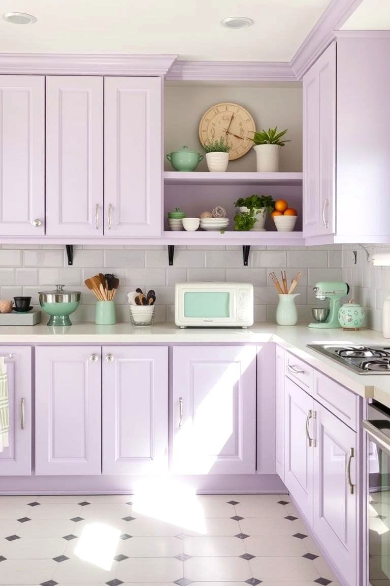 Lilac and Mint Green Combination - 24 Purple Kitchen Ideas