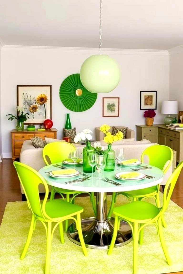 Lime Green Accessories for a Fun Playful Twist - 24 Green Dining Room Ideas
