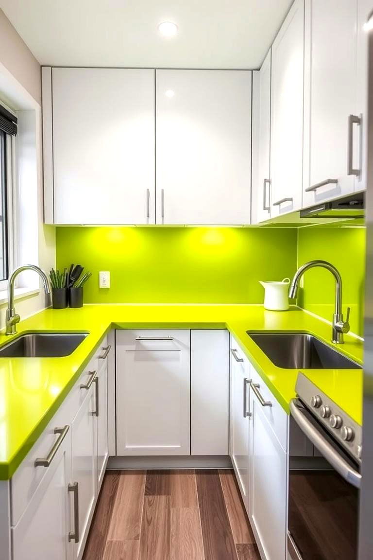 Lime Green Laminate Countertops for a Budget Friendly Option - 24 Kitchen With Green Countertops Ideas