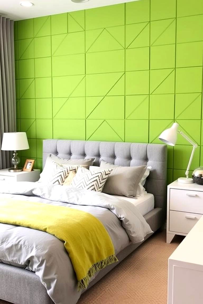 Lime Green Playful Pop Panelling - 24 Green Panelling Bedroom Ideas