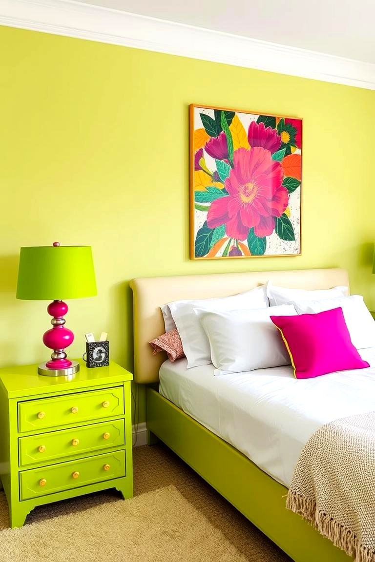 Lime Green Zest with Fuschia Punch - 24 Pink and Green Bedroom Ideas