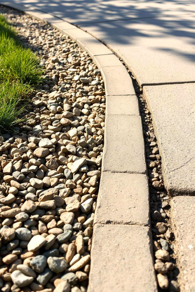 Limestone and Gravel Hybrid Edge - 24 Gravel Driveway Edging Ideas