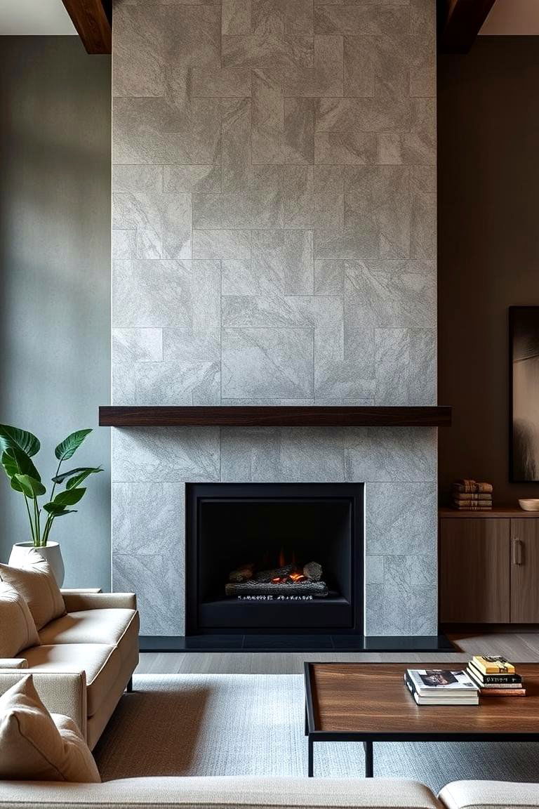 Limestone and Steel Fireplace for a Contemporary Twist - 24 Floor-to-Ceiling Stone Fireplace Ideas