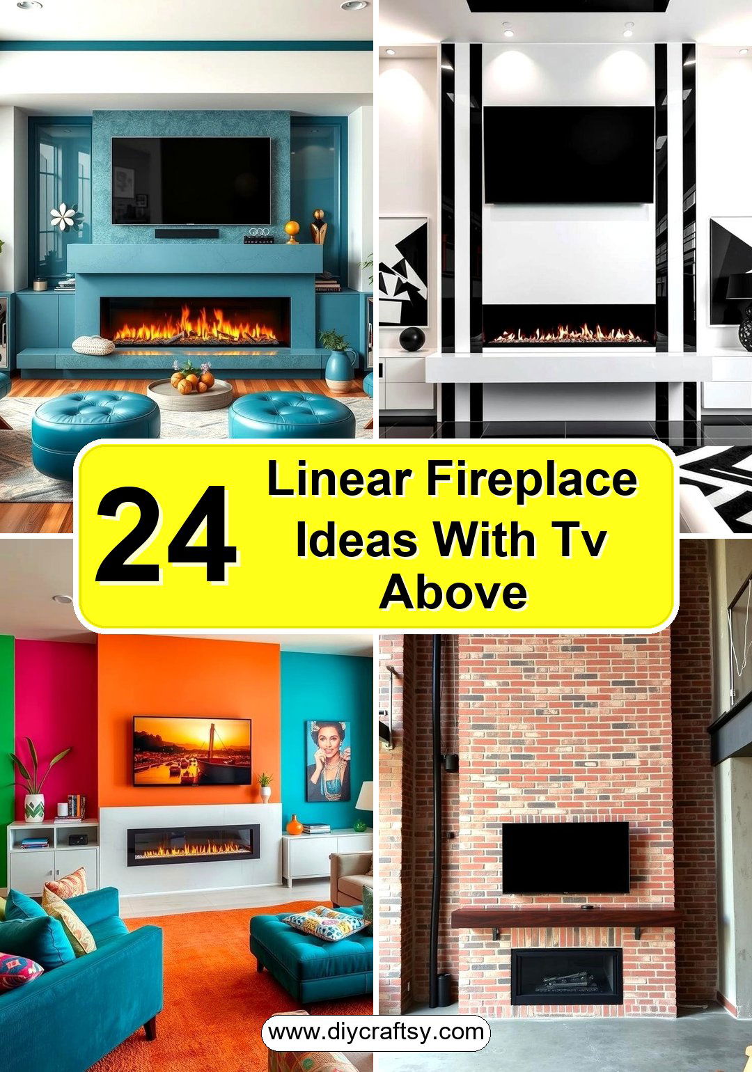 Linear Fireplace Ideas With Tv Above