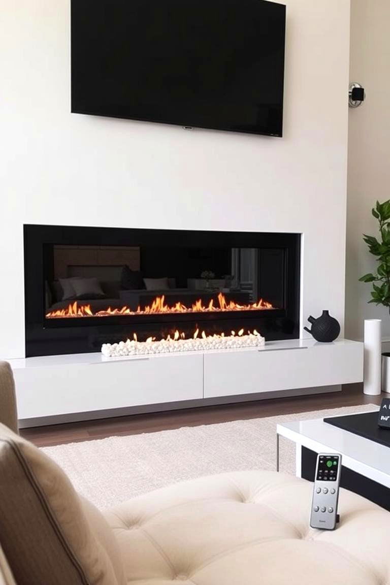 Linear Fireplace with Smart Home Integration - 24 linear fireplace ideas