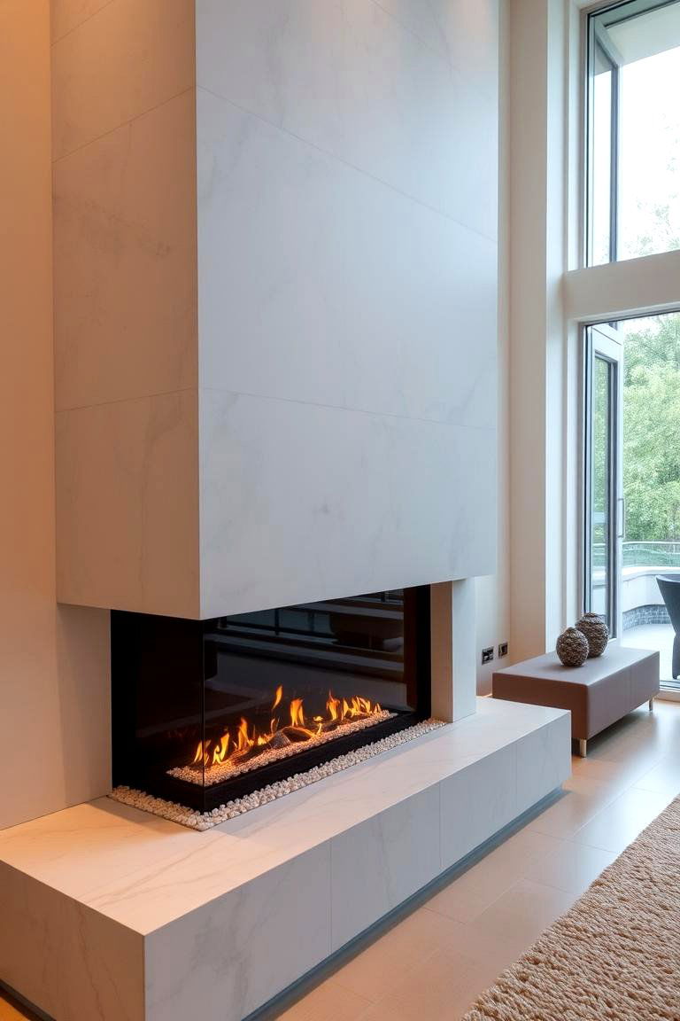 Linear Fireplace with Stone Surround - 24 linear fireplace ideas