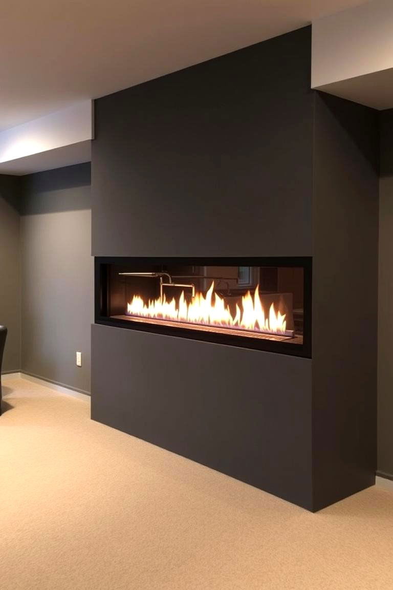 Linear Fireplace - 24 Basement Fireplace Ideas