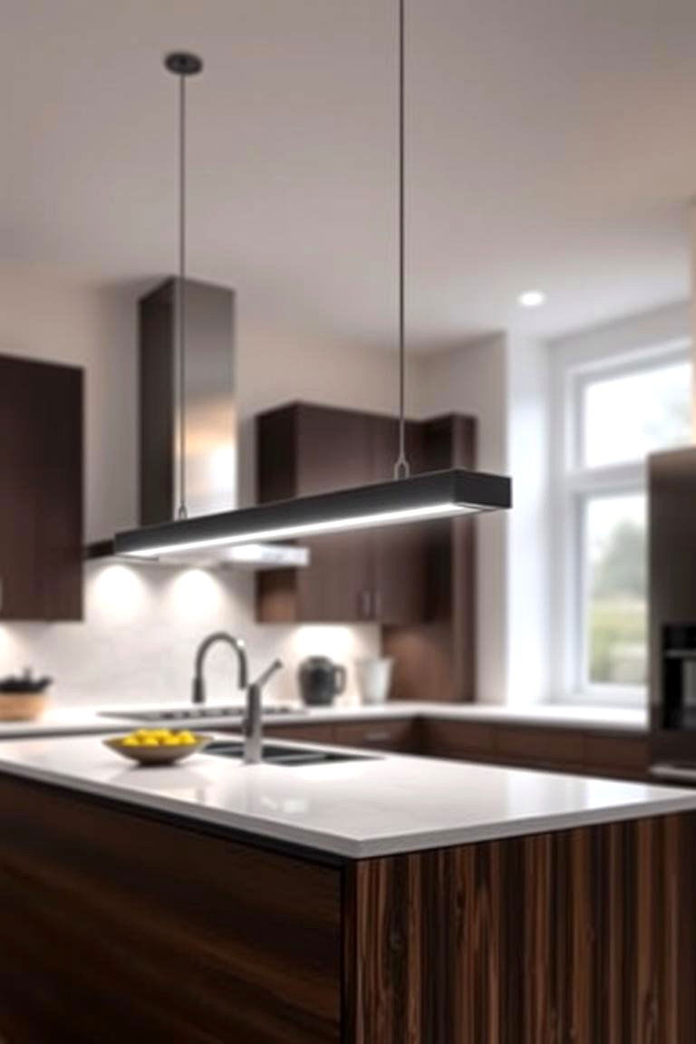 Linear Suspension for Modern Flair - 24 Kitchen Island Lighting Ideas