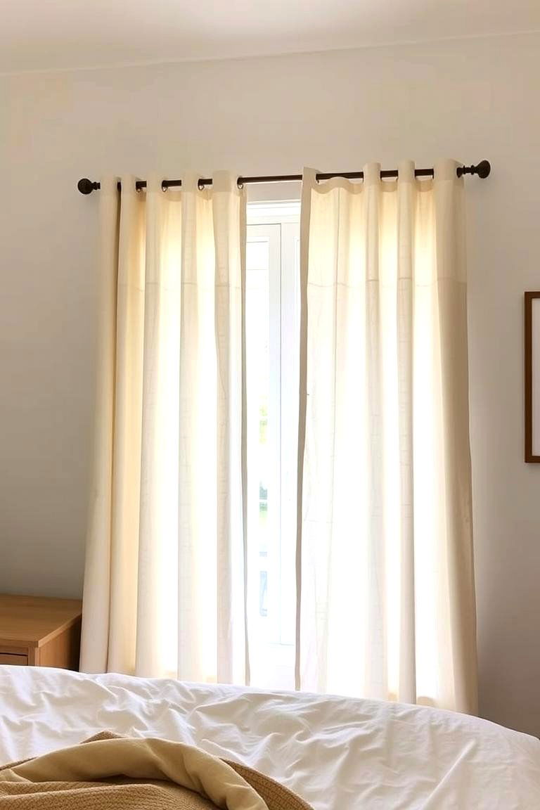 Linen or Cotton Curtains - 24 Midcentury Modern Bedroom Decorating Ideas