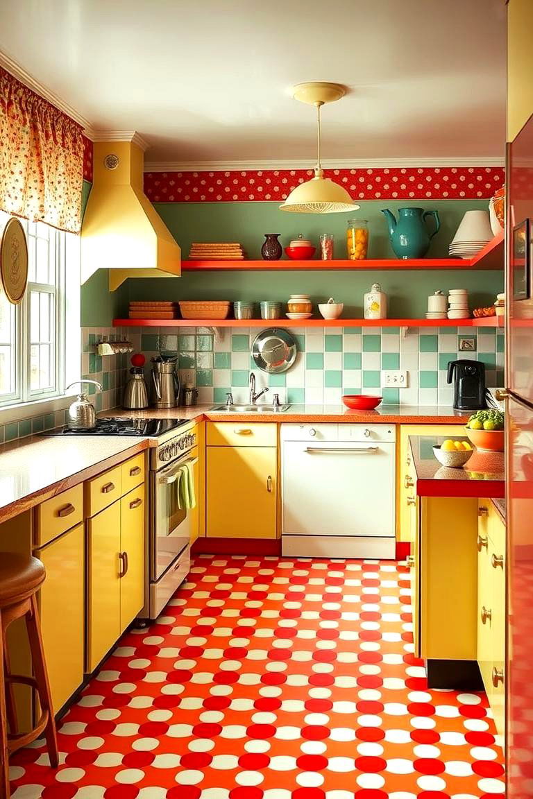 Linoleum Floorings Return - 24 Retro Kitchen Ideas