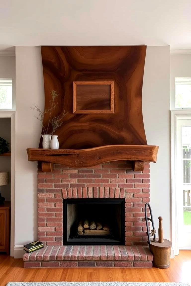 Live Edge Wood Mantel - 24 Wood Mantel Ideas
