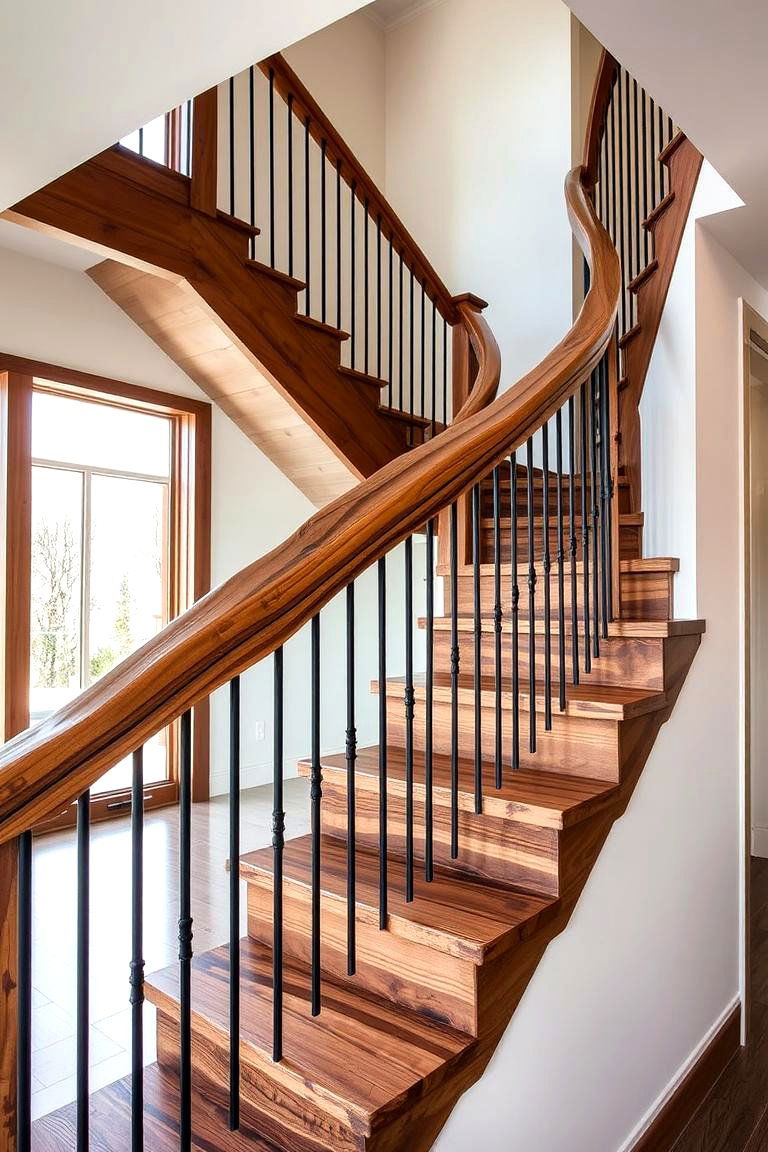 Live Edge Wood Railing - 24 Wood Stair Railing Ideas