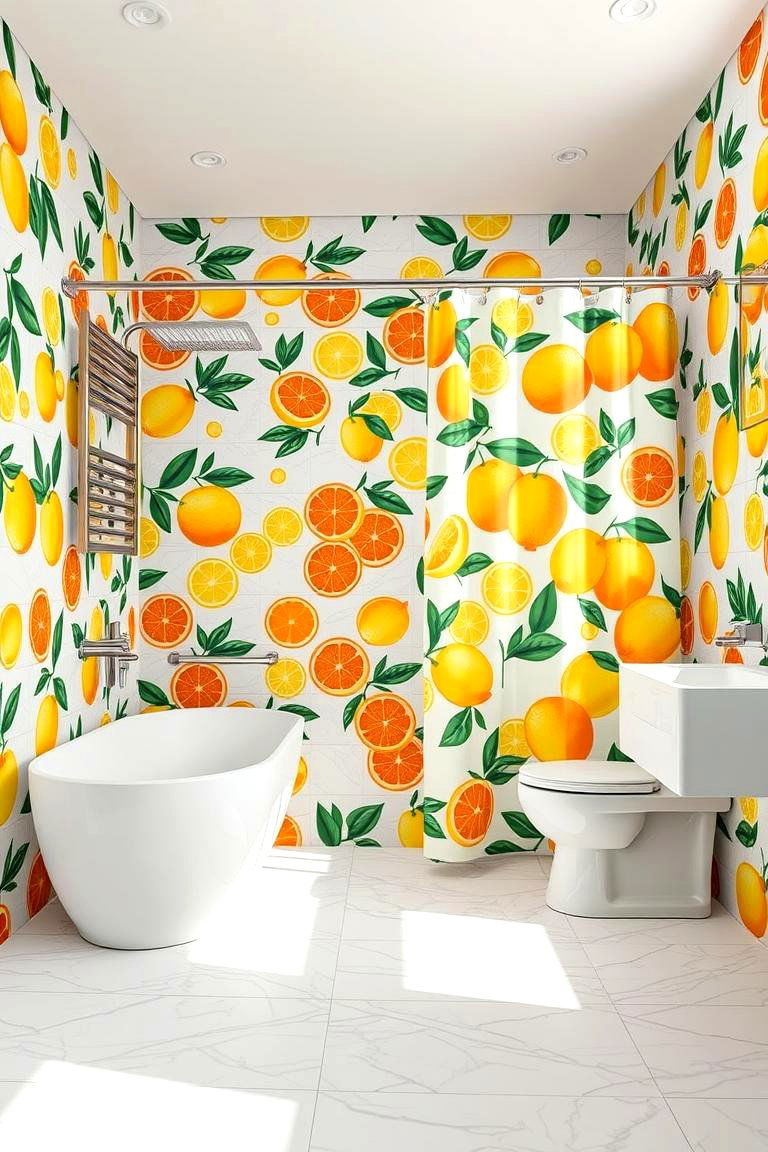 Lively Citrus Patterns - 24 Orange Bathroom Ideas