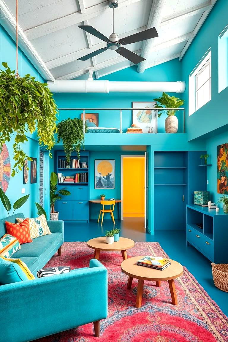 Lively Lagoon Loft - 24 blue and green bedroom ideas