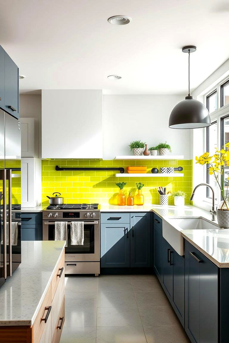 Lively Lime Highlights - 24 Kitchen With Green Backsplash Ideas