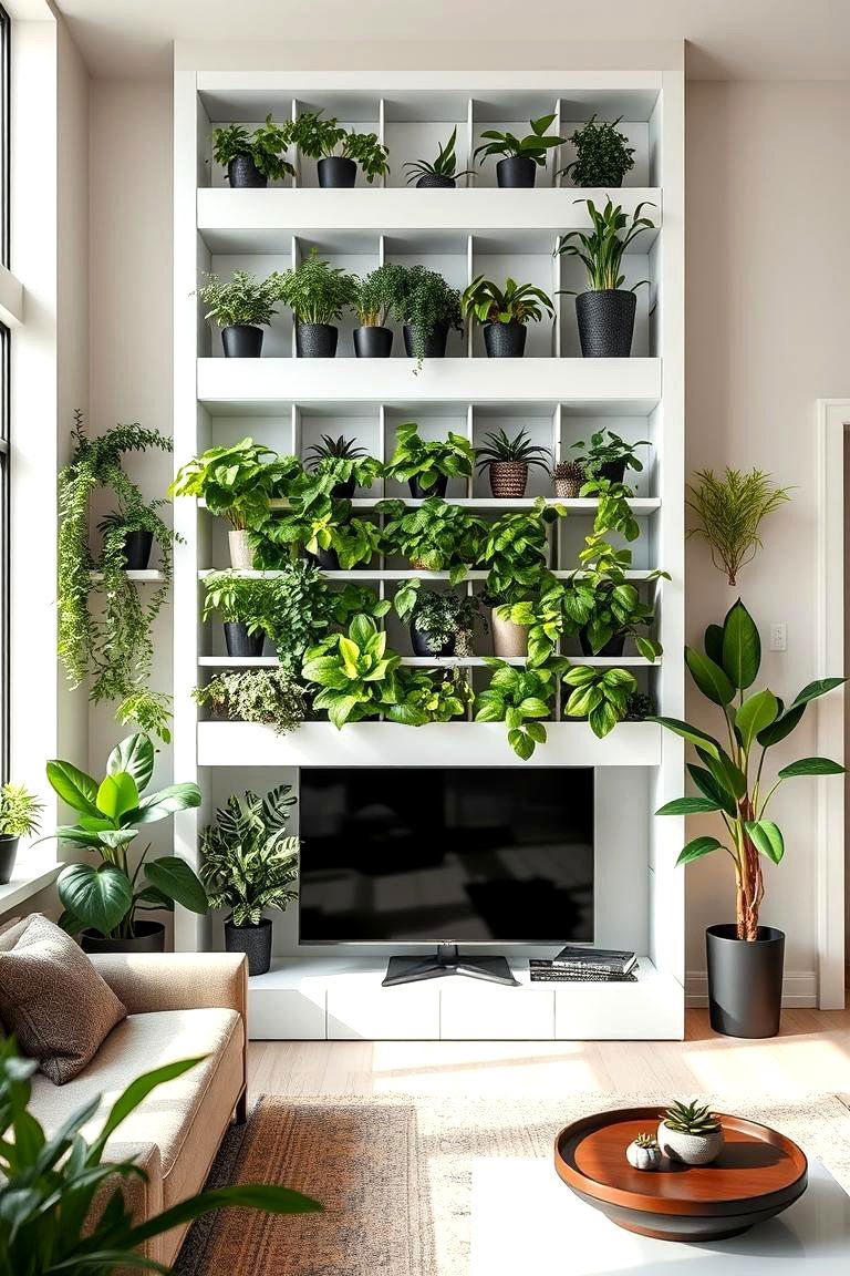 Lively Plant Paradise - 24 Living Room Accent Wall Ideas