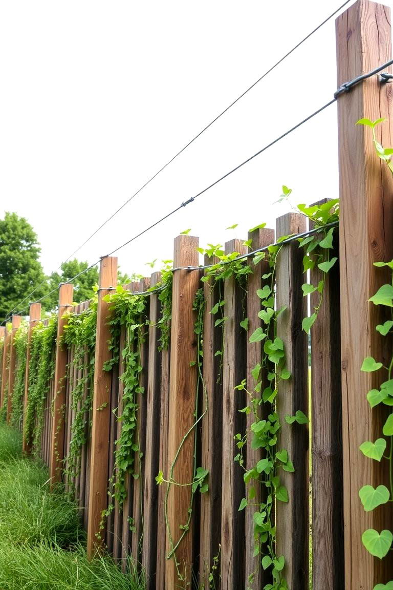 Living Fence with Wood Support - 24 Wood Fence Ideas