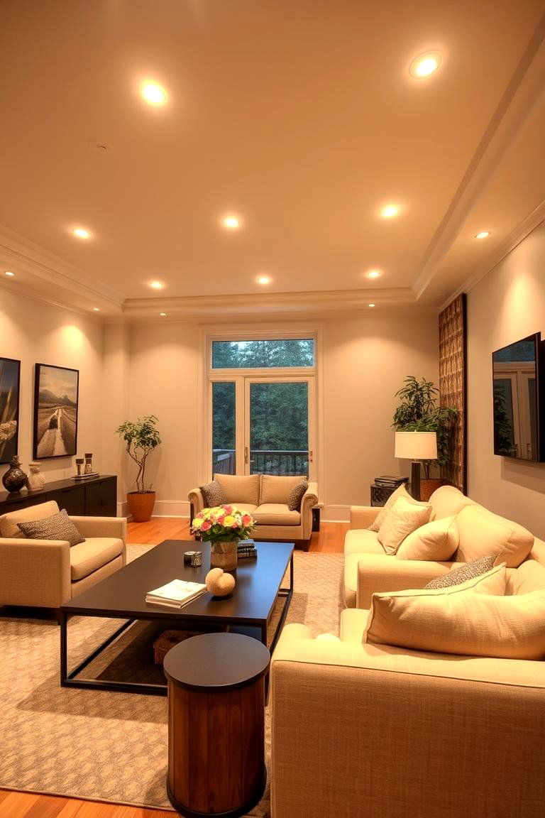 Living Room Recessed Ambiance - 24 Recessed Lighting Ideas