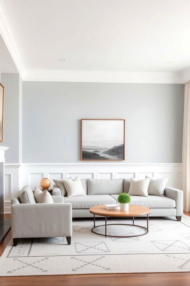 Living Room with Textured Grey and White Walls - 24 Grey and White House Interior Design Ideas