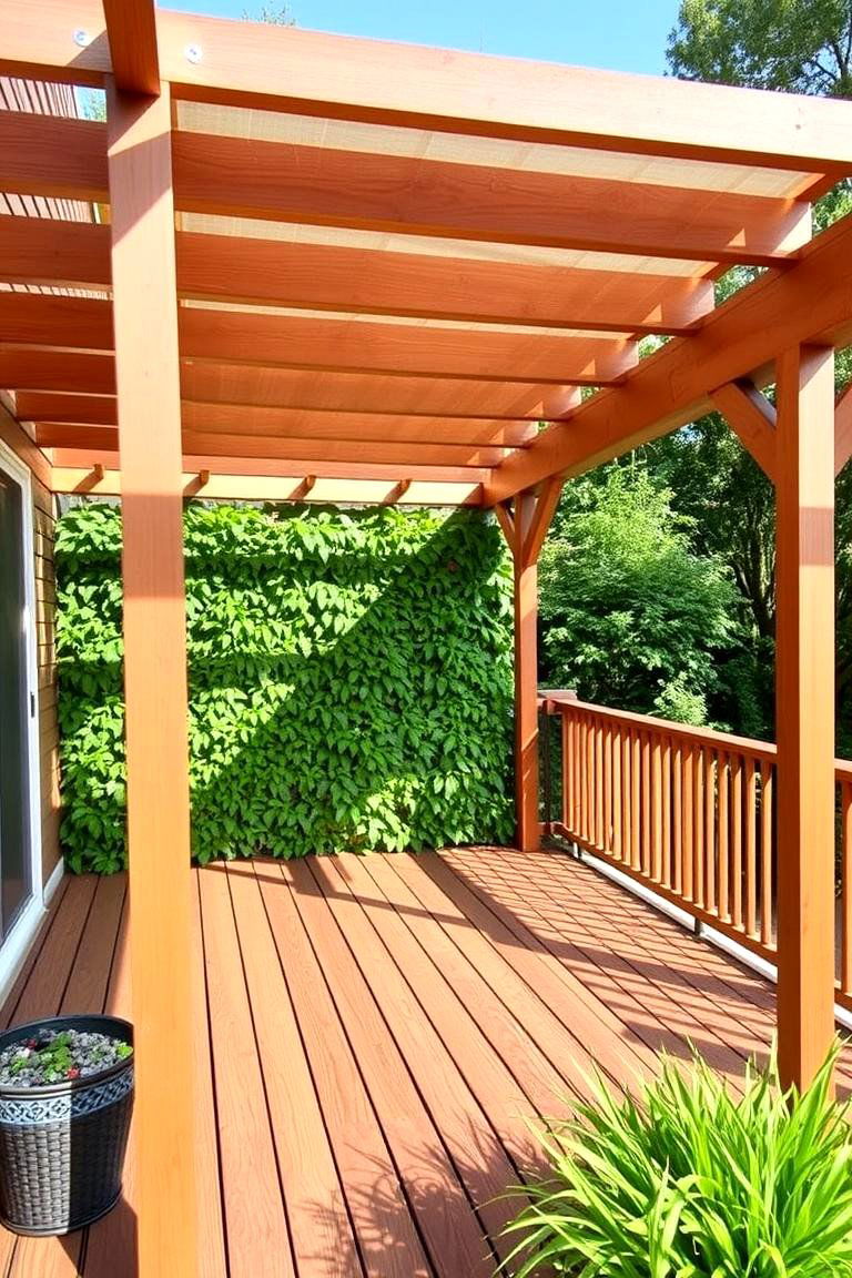 Living Wall with Overhead Structure - 24 Partially Covered Deck Ideas