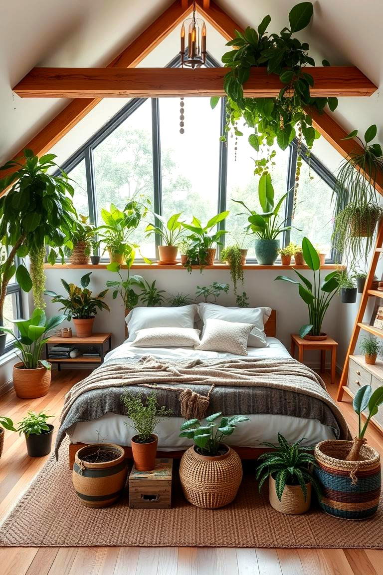 Loft Bedroom with Indoor Garden - 24 Loft Bedroom Ideas