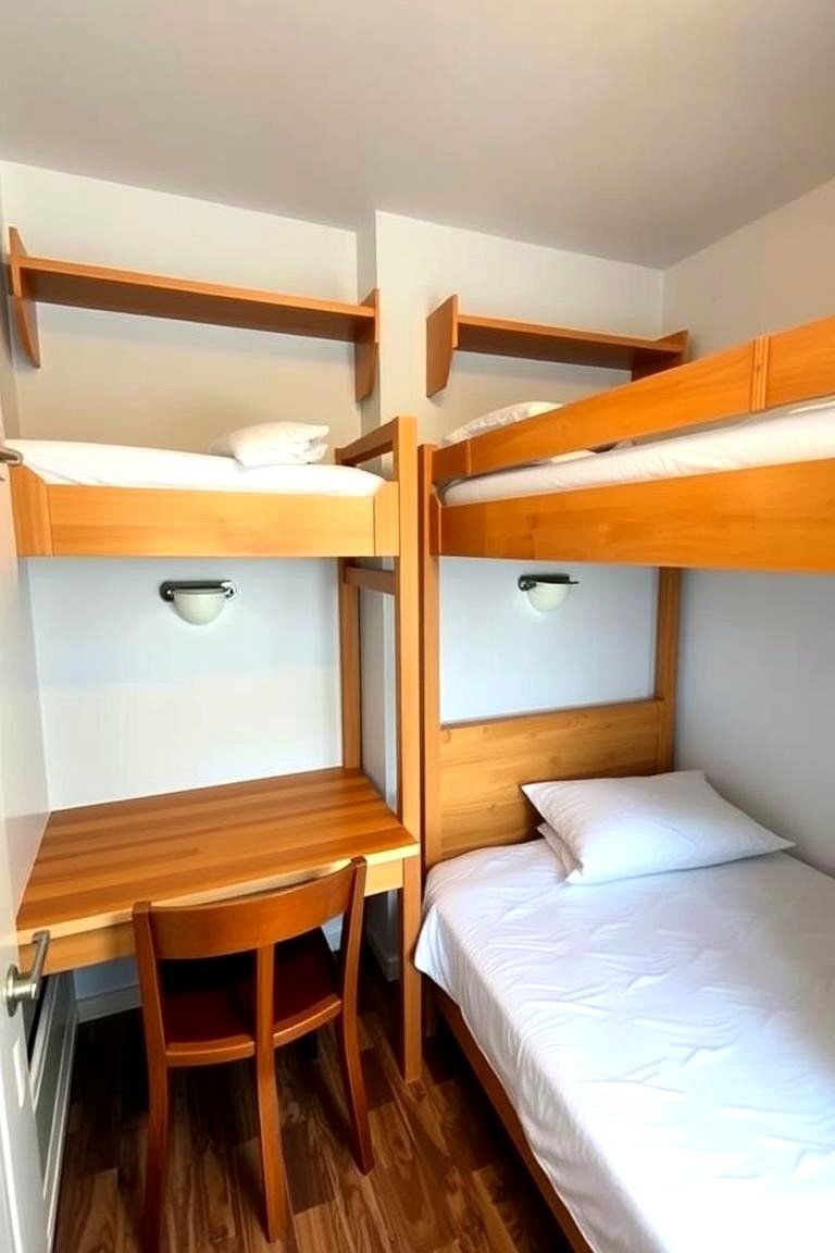 Loft Beds with Desk Space Below - 24 Shared Bedroom Ideas for Small Rooms