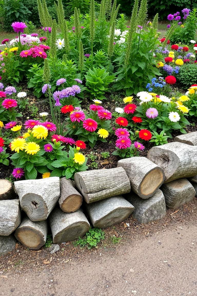 Log Border Charm - 24 Rustic Landscaping Ideas