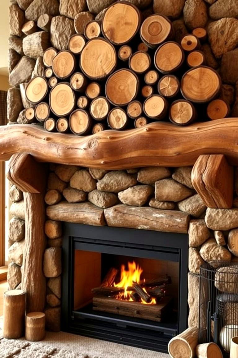 Log Mantel Decor Inspiration - 24 Cabin Fireplace Ideas