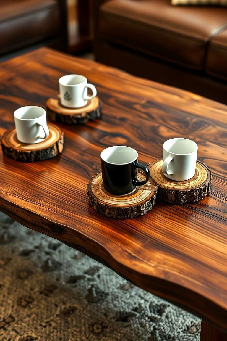 Log Slice Coasters - 24 Rustic Decor Ideas