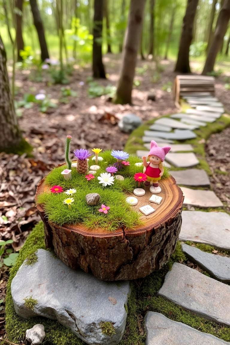 Log Slice Fairy Garden - 24 Fall Birthday Party Ideas