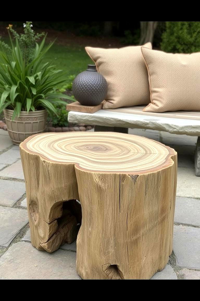 Log Slice Side Tables - 24 Rustic Patio Ideas