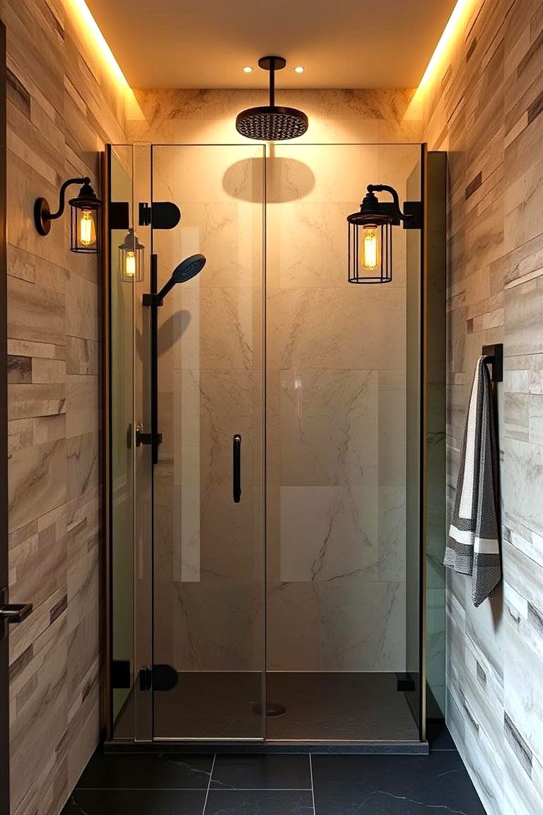 Log Slice Stepping Stone - 24 Rustic Walk-in Shower Ideas