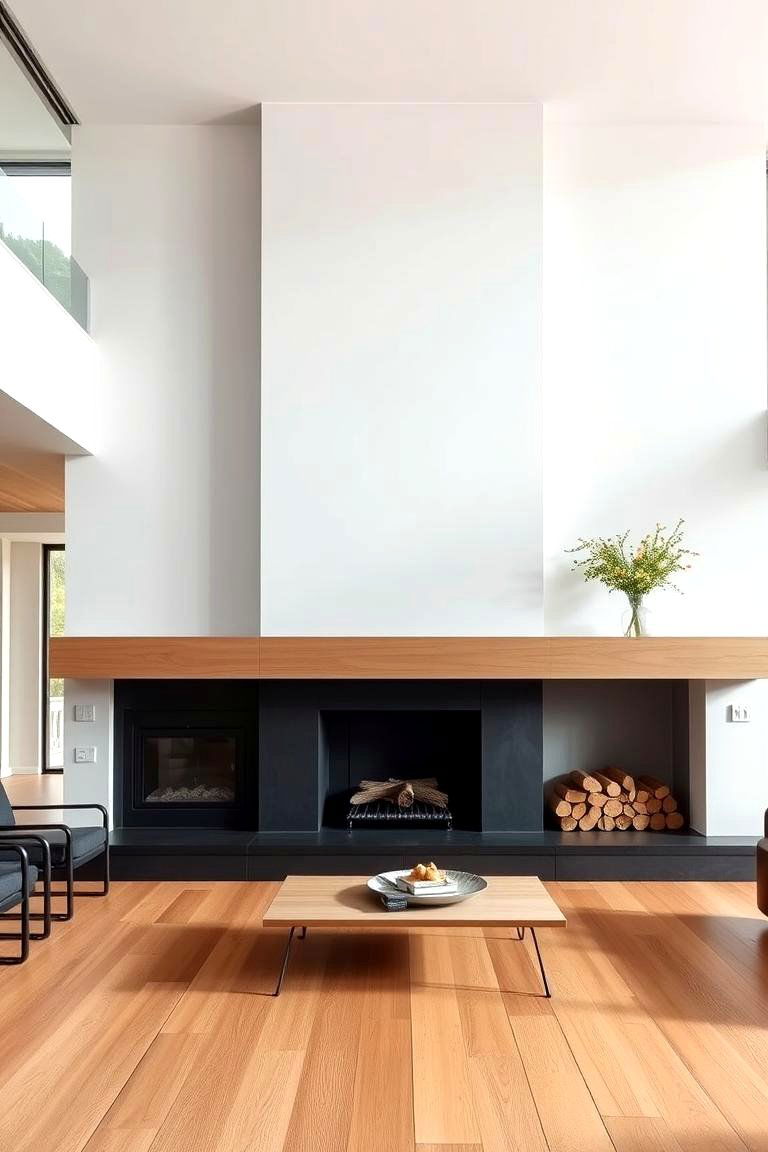 Long and Low Wood Mantel - 24 Wood Mantel Ideas