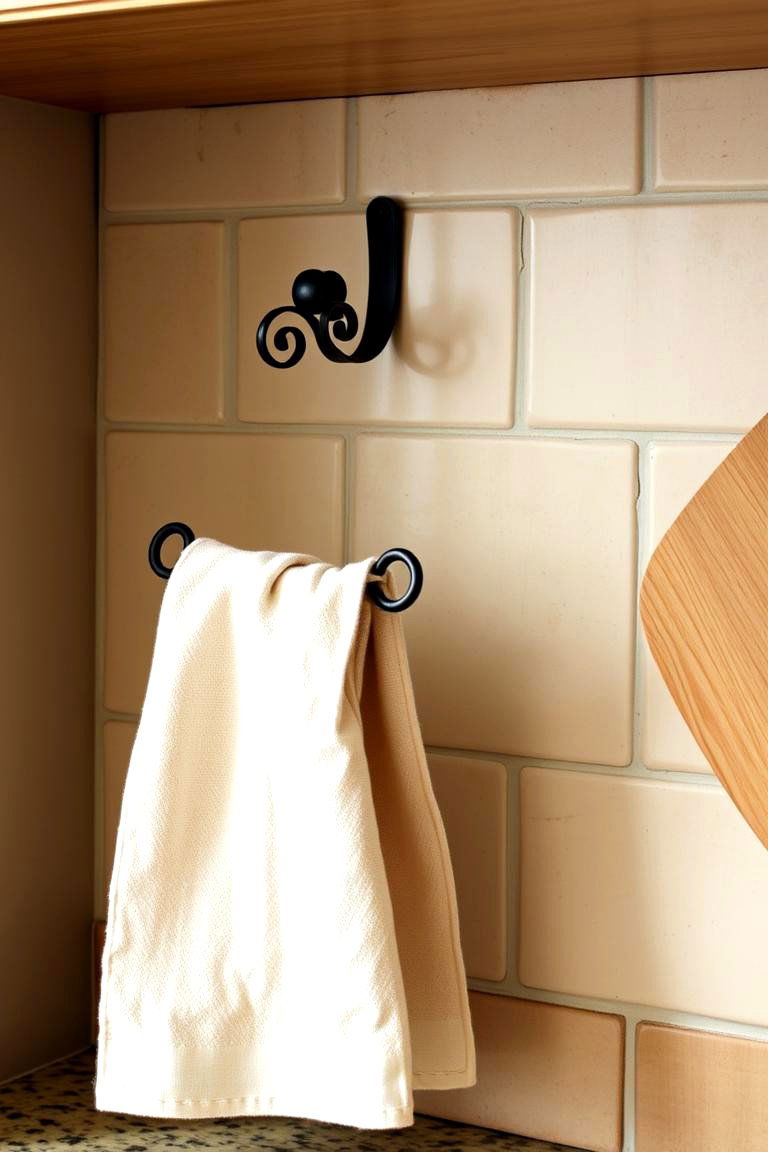Looking at Decorative Towel Bars or Hooks - 24 Kitchen Counter Decor Ideas