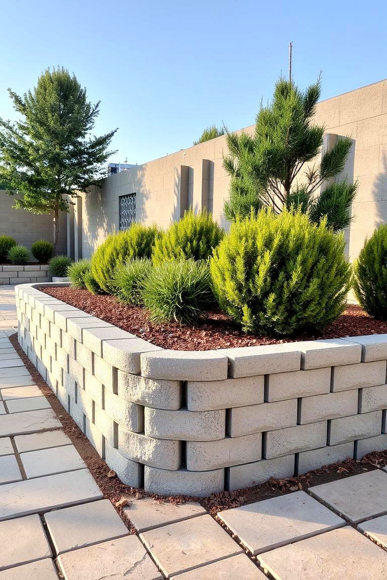 Low Concrete Block Wall - 24 Small Garden Fence Ideas